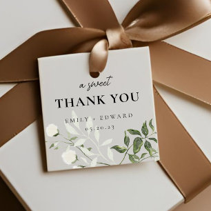 Sage Greenery & White Floral A Sweet Thank You Favour Tags