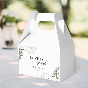 Sage Greenery & White Floral Love is Sweet Wedding Favour Box