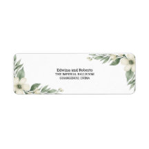 Sage Greenery White Floral Wedding Return Address