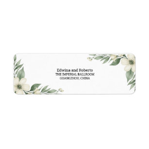 Sage Greenery White Floral Wedding Return Address 