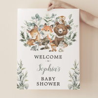 Sage Greenery Woodland Animals Baby Shower Welcome