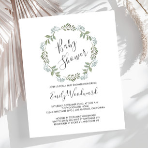Sage Greenery Wreath Baby Shower Invitation