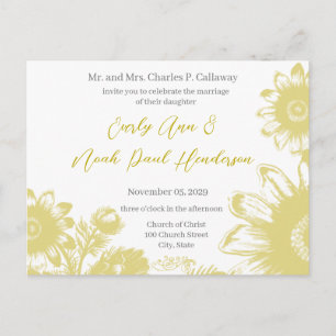 Sage Greenish Yellow Vintage Boho Wildflower  Announcement Postcard