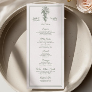 Sage Grey Toile de Jouy Wedding Menu Card
