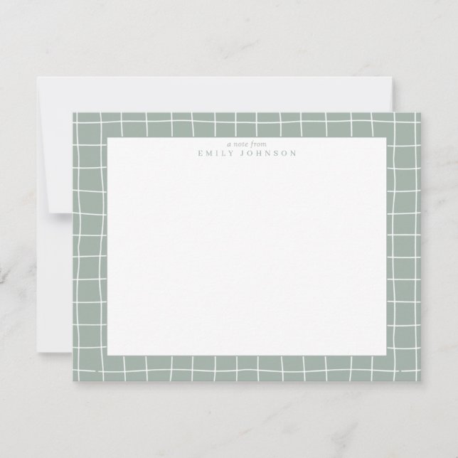 Sage Grid Frame Note Card (Front)