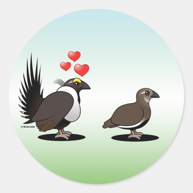 Sage Grouse Love Classic Round Sticker (Front)