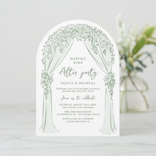 Sage Hand Drawn Floral Arch Wedding party Invitation