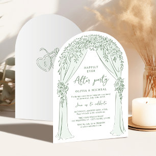 Sage Hand Drawn Floral Arch Wedding party Invitation