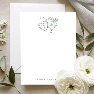 Sage Hand Drawn Hearts Monogram Personalized Card