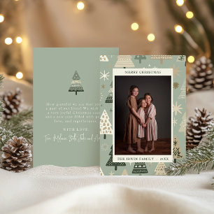Sage Hand Painted Christmas Trees and Photo Holiday Card