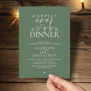 Sage Happily Ever After Dinner Modern Wedding Invitation