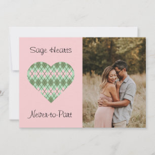 Sage Hearts Sage and Pink Argyle (Pink) Holiday Card