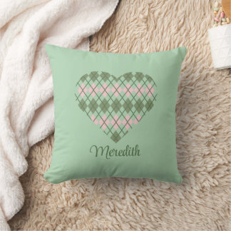 Sage Hearts Sage and Pink Big Heart Cushion