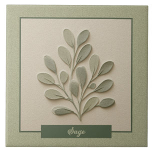 Sage Herb Kitchen Soft Green Faux Relief Tile