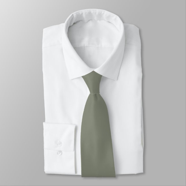 Sage Herb Plant Leaf Green Mid Century Solid Colou Tie (Tied)