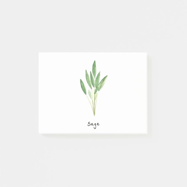 Sage herbs garden rosemary thyme watercolor post-it notes (Front)