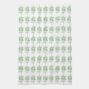 Sage Herbs Kitchen Culinary Greenery Rustic Plants Tea Towel