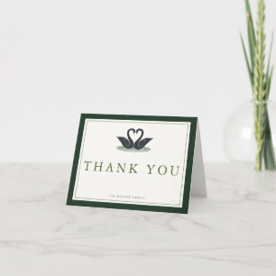 Sage Hunter Green Whimsical Toile Swan Personal Thank You Card