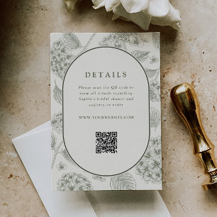 Sage Hydrangea Wedding Details QR Code Enclosure Card