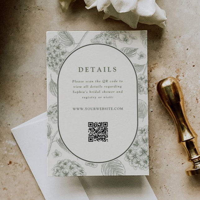 Sage Hydrangea Wedding Details QR Code  Enclosure Card (Creator Uploaded)