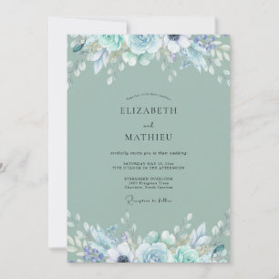Sage Icy Painted Wedding Invitation