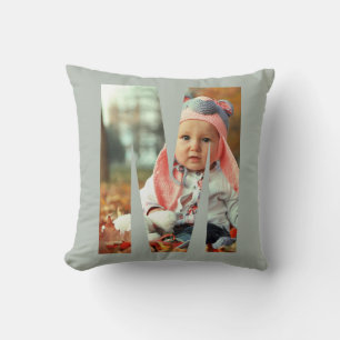 Sage Iniial Photo Frame Personalized Baby Cushion