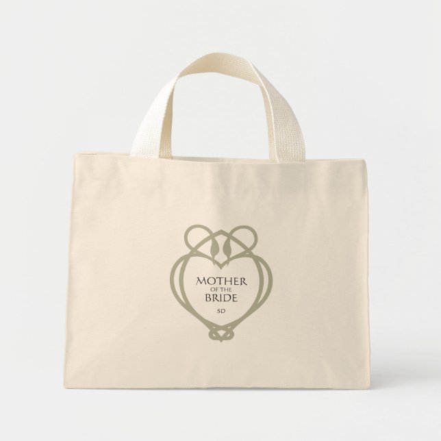 Sage Irish Celtic Swan Mother of the Bride Initial Mini Tote Bag (Front)