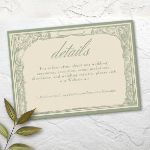 Sage Ivory Vintage Botanical Trellis Arch Wedding Enclosure Card