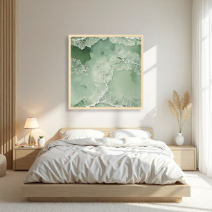 Sage Lace Lichen Abstract - Organic Modern Poster