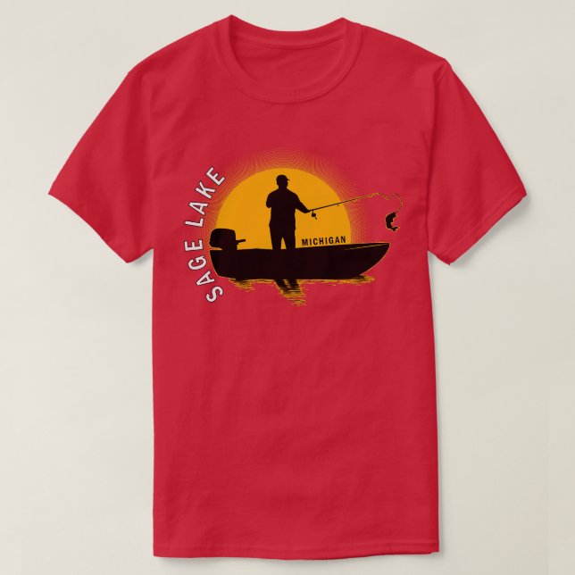 Sage Lake Fishing Michigan Sunrise T-Shirt (Design Front)