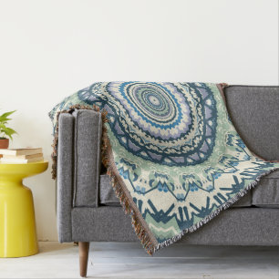 Sage Lavender Mandala Throw Blanket