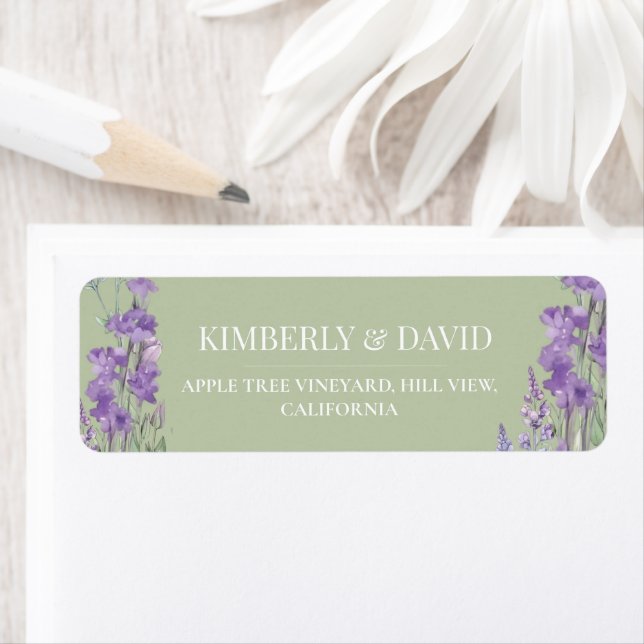 Sage & Lavender Wildflower Rustic Wedding Label (Insitu)