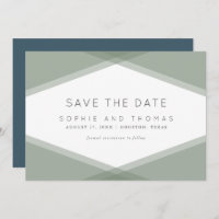 Sage Layered Geometric & Blue Slate Save the Date