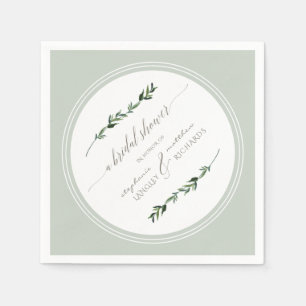 Sage Leaf Greenery Modern Simple Bridal Shower Napkin