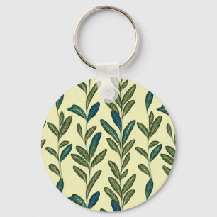 Sage Leaf Print Key Ring