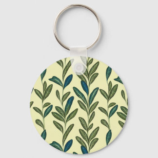Sage Leaf Print Key Ring