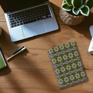 Sage Leafy floral Octagon and Diagonal Notebook