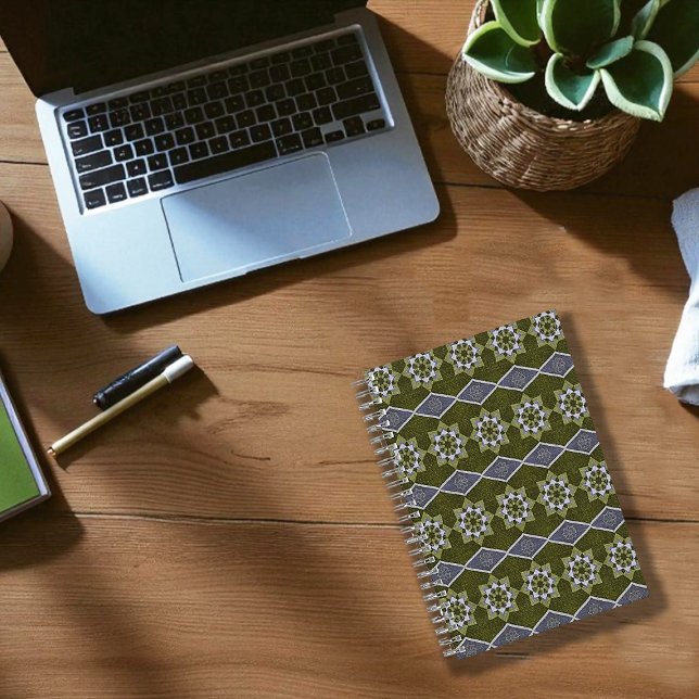 Sage Leafy floral Octagon and Diagonal Notebook (Creator Uploaded)