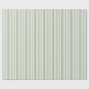 Sage (light, medium, dark) and White Stripes Wrapping Paper