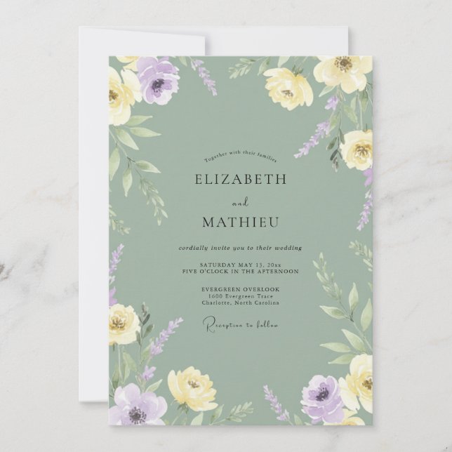 Sage Lilac Bloom Wedding Invitation (Front)