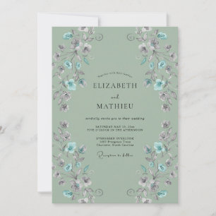 Sage Lilac Vine Wedding Invitation