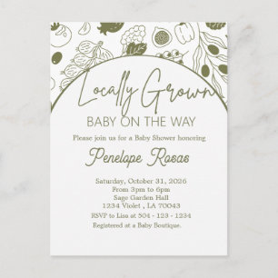 Sage Locally Grown Baby on the Way Baby Shower Invitation Postcard