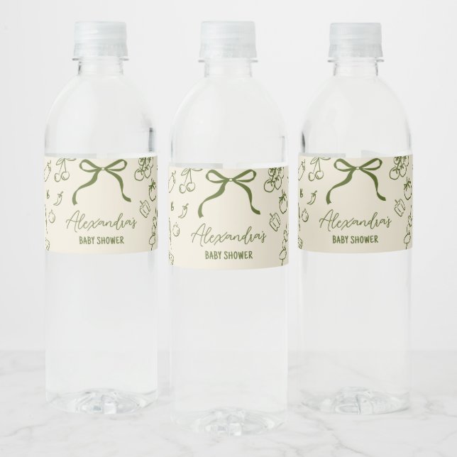 Sage Locally Grown Baby Shower Water Bottle Label (Bottles)