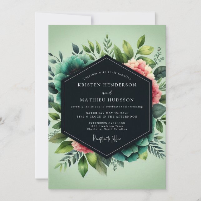 Sage Lush Botanical Wedding Invitation (Front)