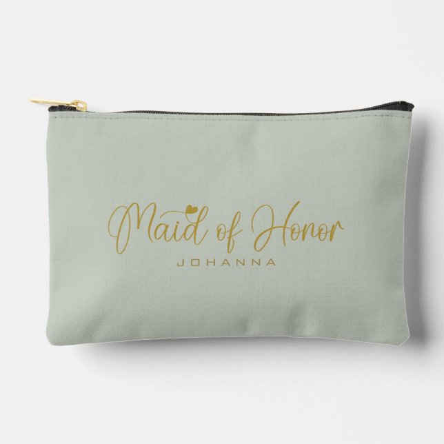 Sage Maid of Honour Script Name Cosmetic Gift Accessory Pouch (Front)