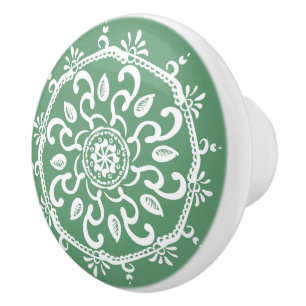 Sage Mandala Ceramic Knob