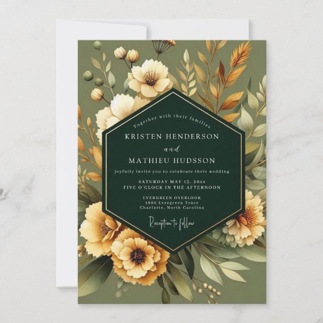 Sage Marigold Earthy Wedding Invitation (Front)