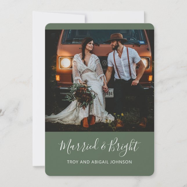 SAGE Married & Bright Newlywed Holiday Card (Front)