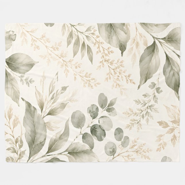 Sage Meadow Botanical Fleece Blanket (Front (Horizontal))