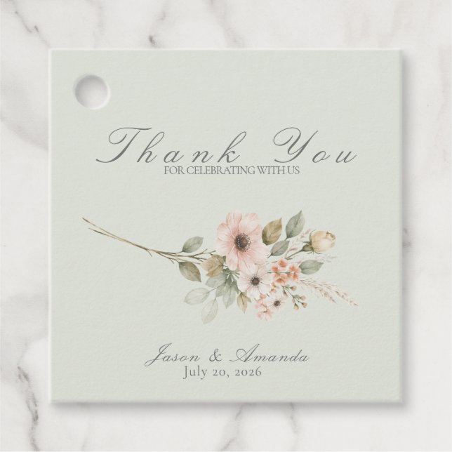 Sage Meadow Botanical Wedding Favour Tag (Front)